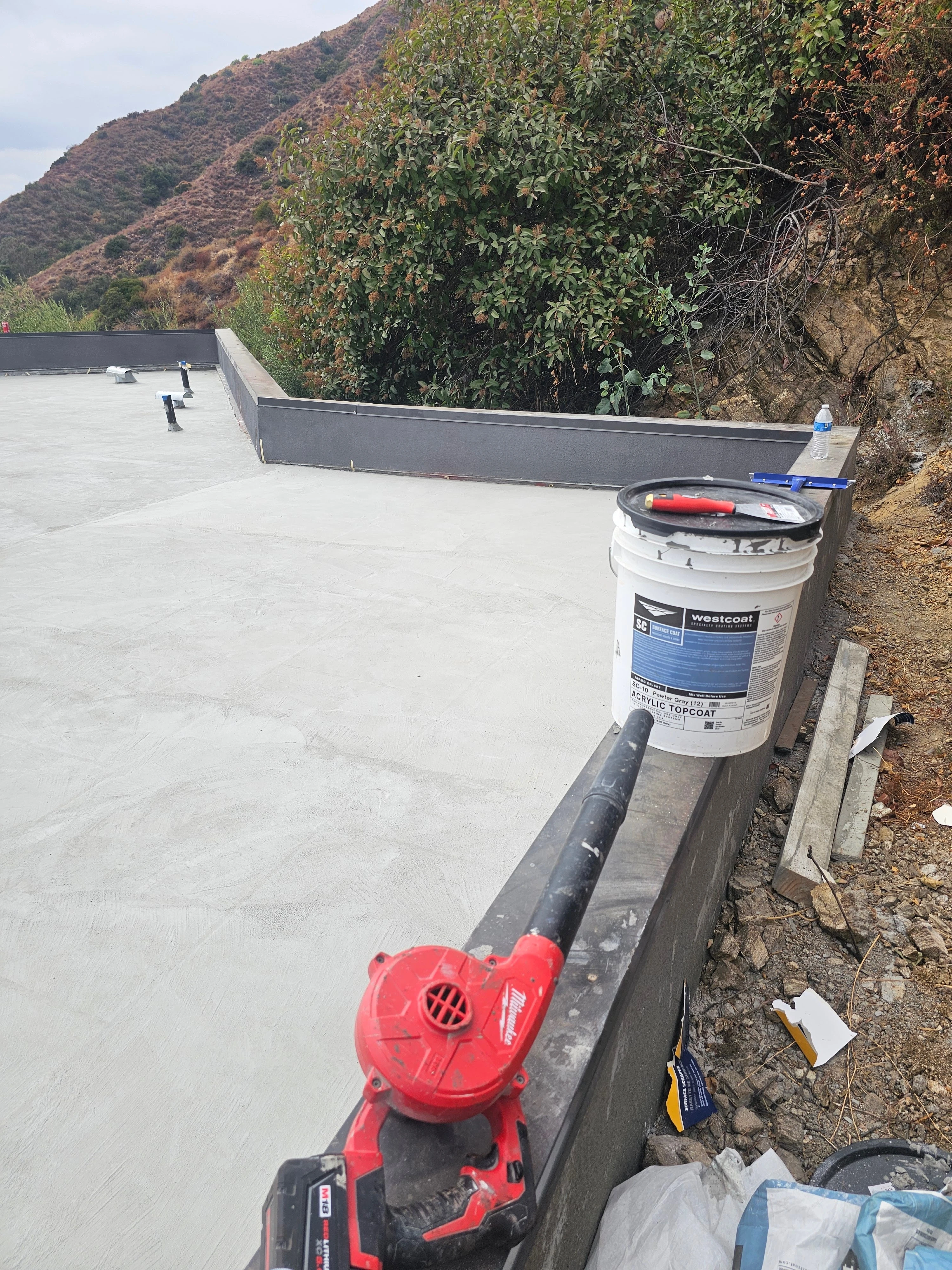 A waterproofed roof deck